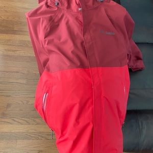 Rarely worn red and burgundy Colombia rain jacket